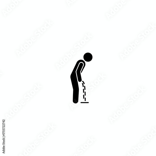 Stick Figure Illustration of a Person Vomiting on the Ground