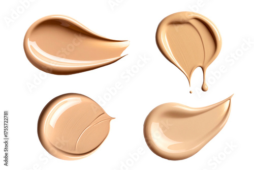 Isolated liquid foundation and smudge smear on white background.