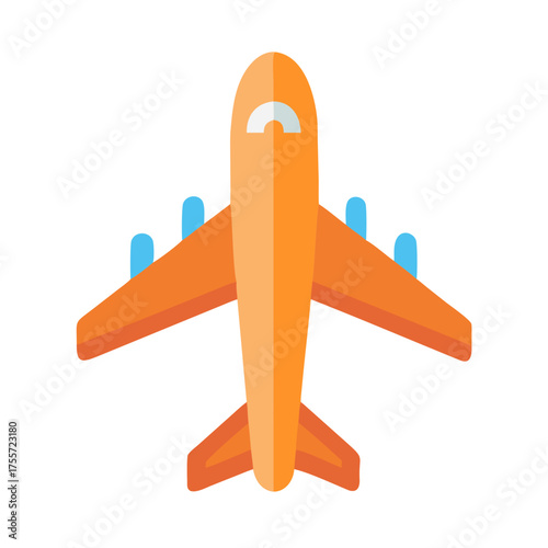 Vibrant orange airplane soars, perfect for travel brochures, aviation websites, or educational materials about flying and global connections