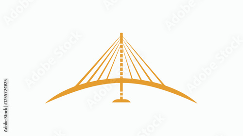 Stylized suspension bridge in golden yellow against a white background