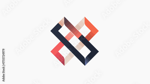 Geometric interlocking shapes with subtle color gradients on a white background