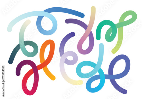 Принти на полотні Abstract swirling colorful ribbons flowing and intertwining in a playful chaotic
