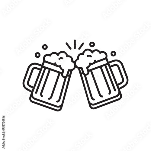 Cheers to good times two overflowing beer mugs clinking together