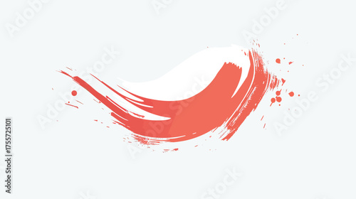 A dynamic red brushstroke sweeps across a minimalist white background