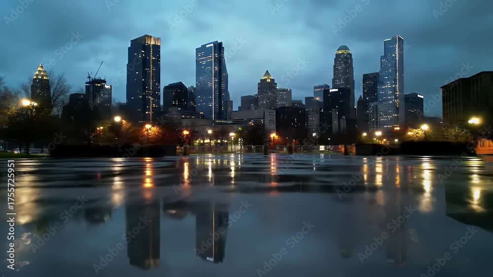 custom made wallpaper toronto digitalCityscape Reflection at Night.
