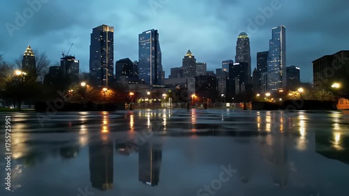 Wallpaper Mural Cityscape Reflection at Night. Torontodigital.ca
