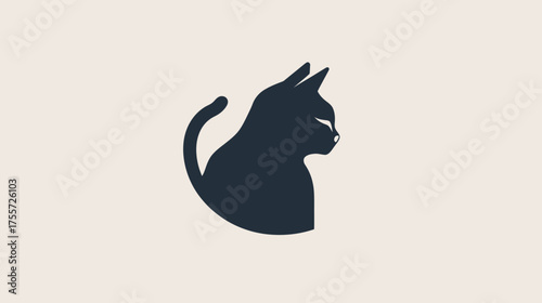 Dark silhouette of a cat's head and upper body against a light background