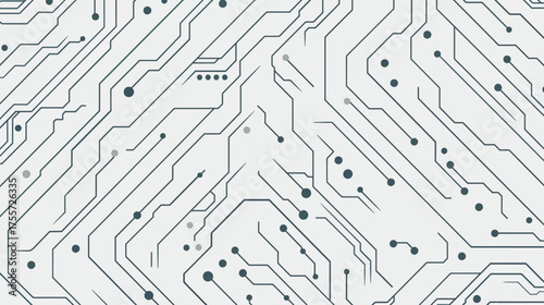 Abstract digital circuit board pattern with blue lines and dots on a white background