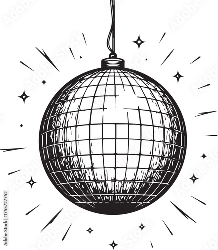 A sparkling, geometric disco ball, radiating light and energy, perfect for a lively night of celebration.