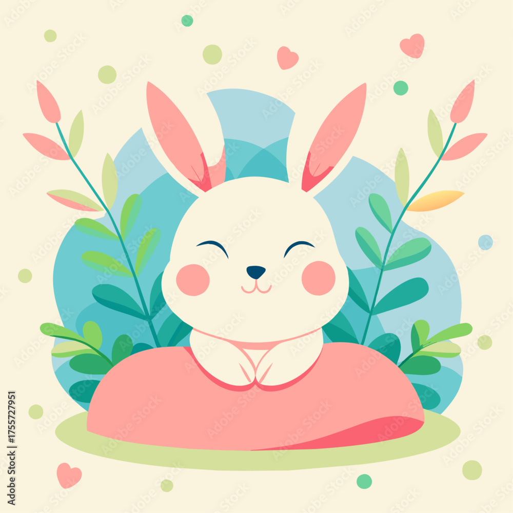 Fototapeta premium Vector image of a cute bunny in a cute cartoon children's style.