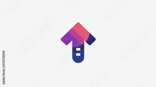 Abstract arrow shape with gradient colors and minimalist design