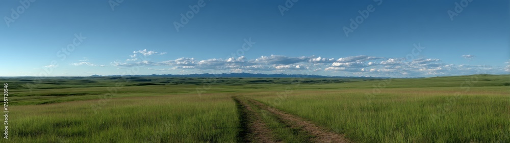 Obraz premium Breathtaking hdr panorama of scenic landscape open fields nature viewpoint