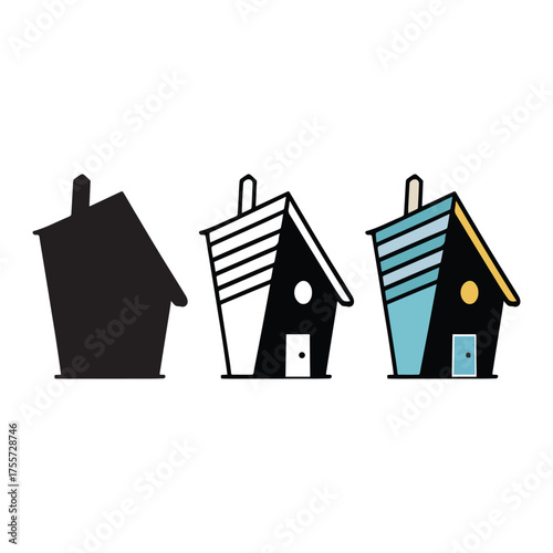 3 icon type ultra dynamic style modern house icon vector art design on whtie background