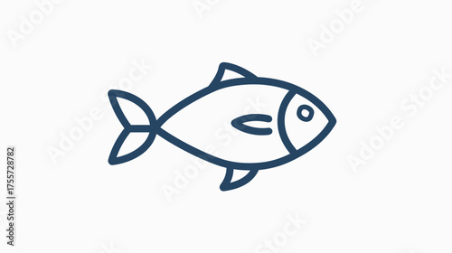 A navy blue outline of a fish is shown on a white background