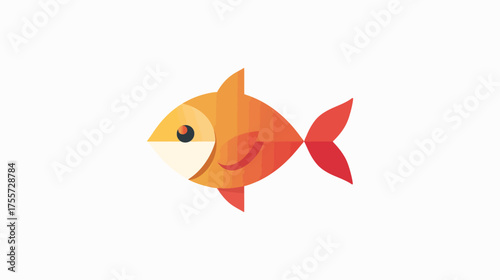 Stylized orange and red fish, facing left, on a white background