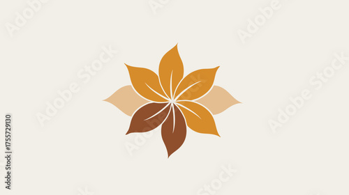 Stylized star anise with layered petals in earthy tones on a cream background