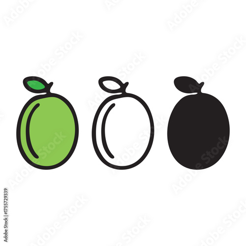 vector cute nice green boroi vector fruits icon art in white background