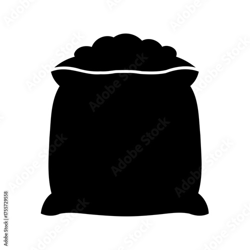 Silhouette of a full sack, representing storage and bulk materials