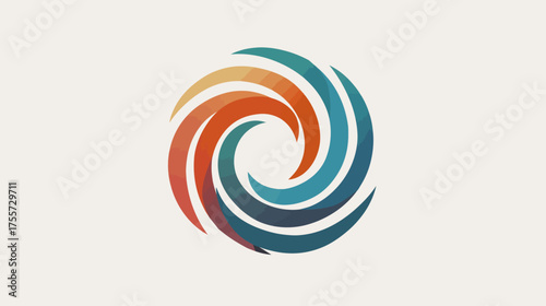 Abstract vortex with swirling bands of warm and cool colors