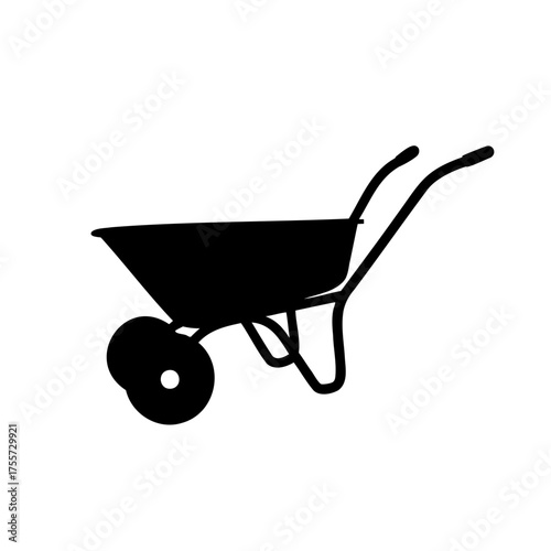 Silhouette of a classic wheelbarrow on a clean white background illustration