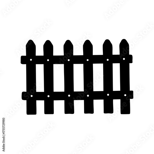 A black silhouette of a classic picket fence used for decoration