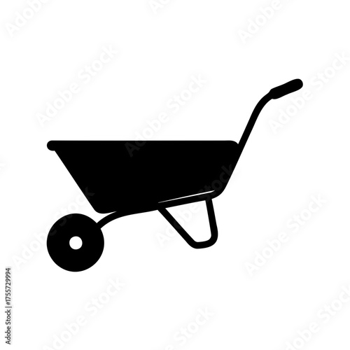 Black silhouette of a wheelbarrow on a white background illustration design