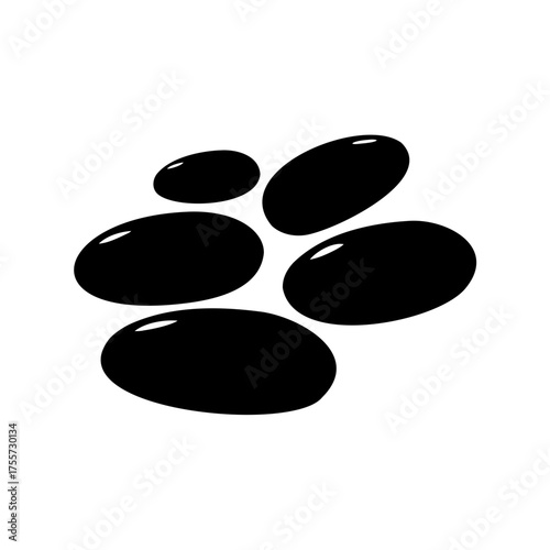 Monochrome illustration of five smooth oval stones arranged in a pleasing manner