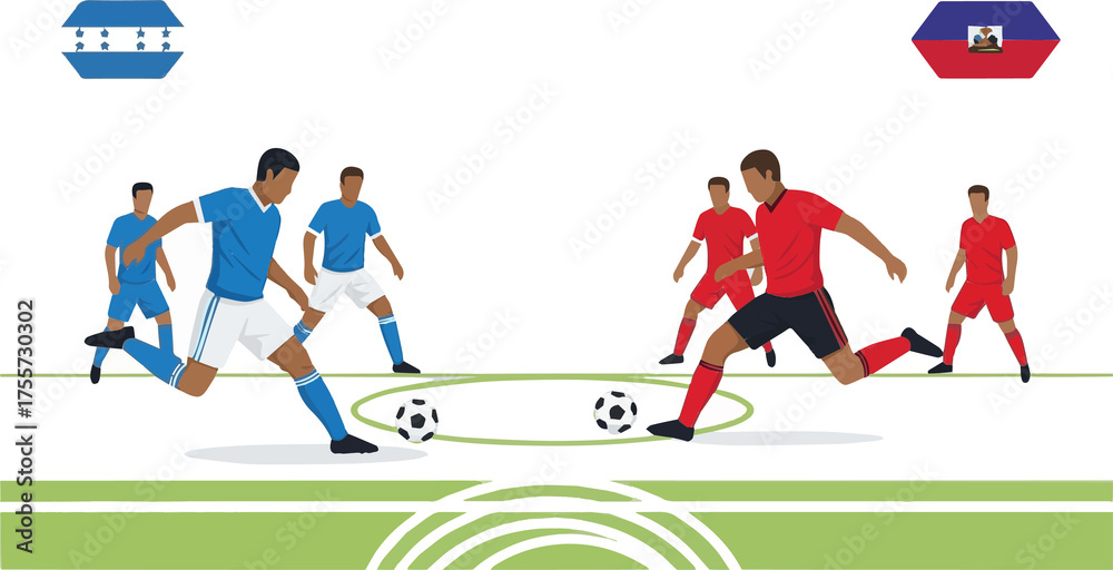 Fototapeta premium Soccer players in action on the field during a match.