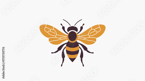 Stylized insect with orange wings and black and yellow striped body