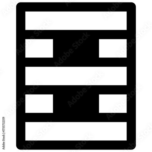 Jenga. Outlined stroke vector icon with black-filled details.