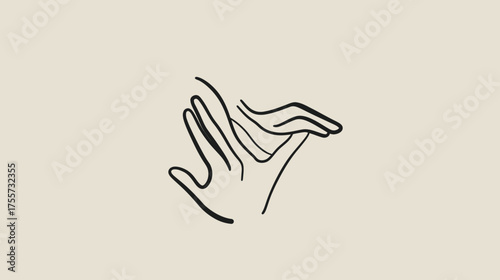 Abstract line art of two hands gently interacting on a neutral background