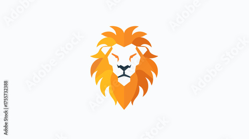 A stylized lion's head logo with sharp angles and gradient orange and yellow colors