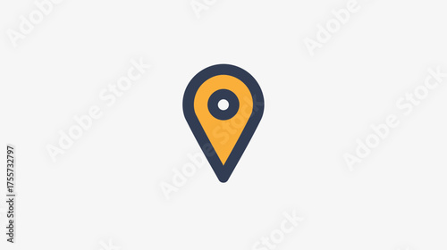 A simple yellow and dark blue location pin icon on a light gray background