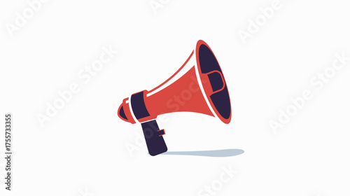 Red and navy megaphone on white background with shadow