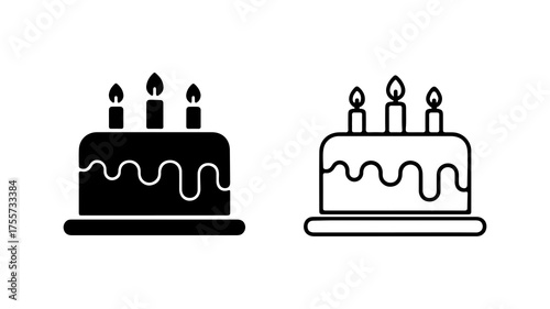 Birthday cake with candles with transparent background