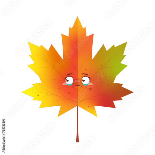 Autumn Maple leaf scared face cartoon cute