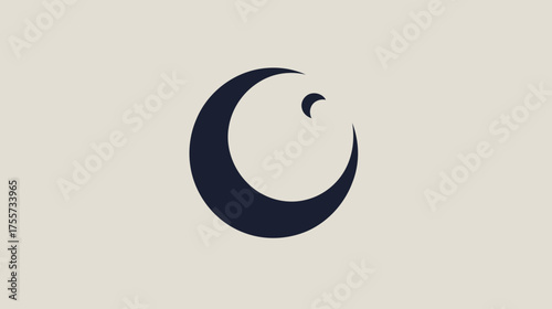 Abstract dark crescent shapes with a smaller one inside on a pale background