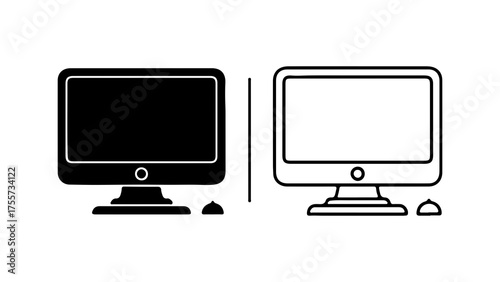 Desktop computer and mouse with transparent background