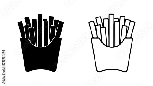 French fries in container with transparent background