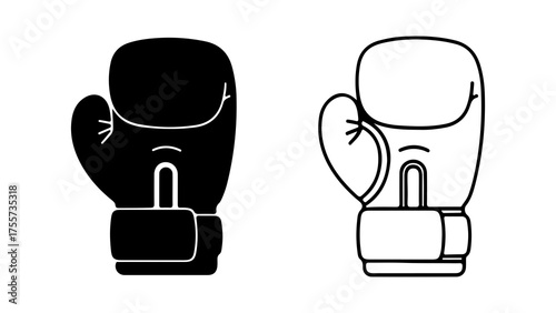 Boxing gloves outline and solid with transparent background