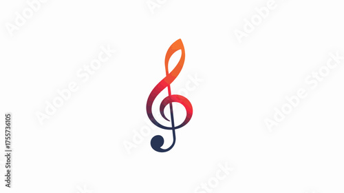 A colorful treble clef with a gradient from dark blue to orange
