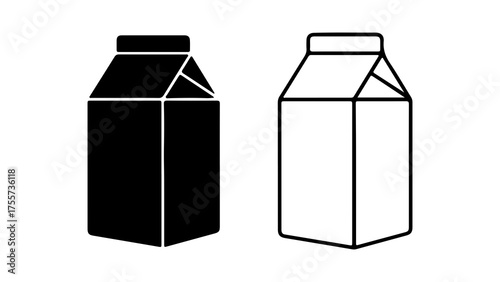 Milk carton outline and solid with transparent background