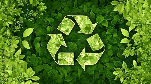 Eco-friendly Themed Recycling Symbol: Green Eco-friendly Recycling Symbol for Sustainability Campaigns, Minimalist Eco-friendly Recycling Symbol for Branding & Educational Materials
