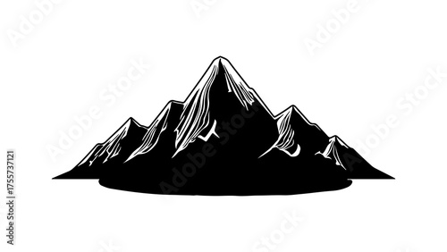 Mountain range silhouette with transparent background