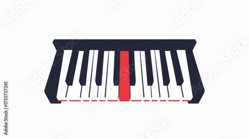 Stylized keyboard with one highlighted red key and red dashes beneath