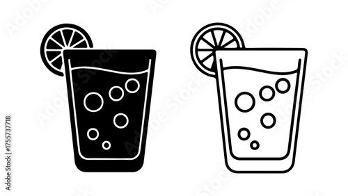 Drink with lemon slice with transparent background