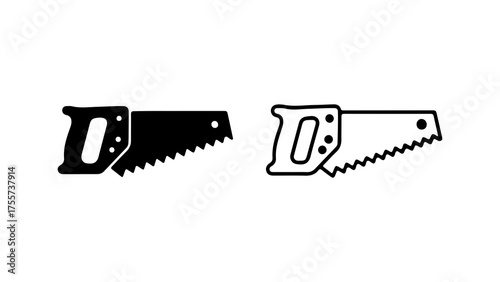 Hand saw outline with transparent background