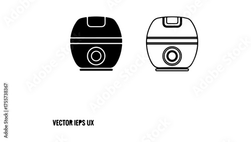 Rice cooker outline and solid icon with transparent background
