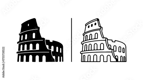 Colosseum landmark outline with transparent background