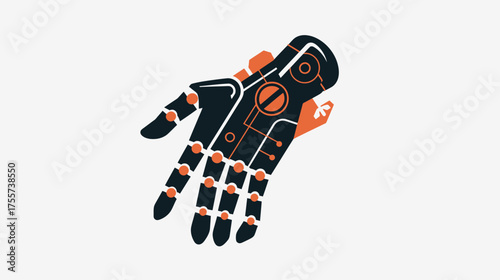 Stylized robotic hand with circuits and glowing joints